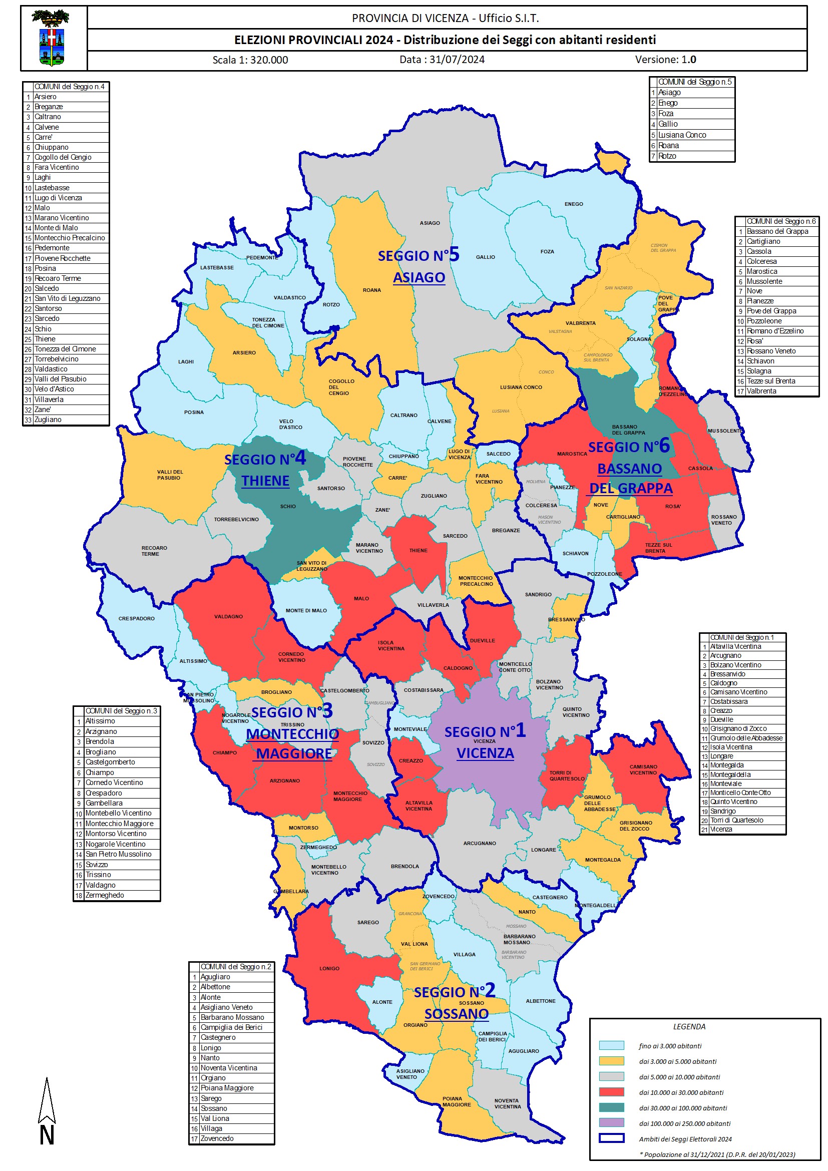 CARTINA PROVINCIA DI VICENZA CON SEGGI